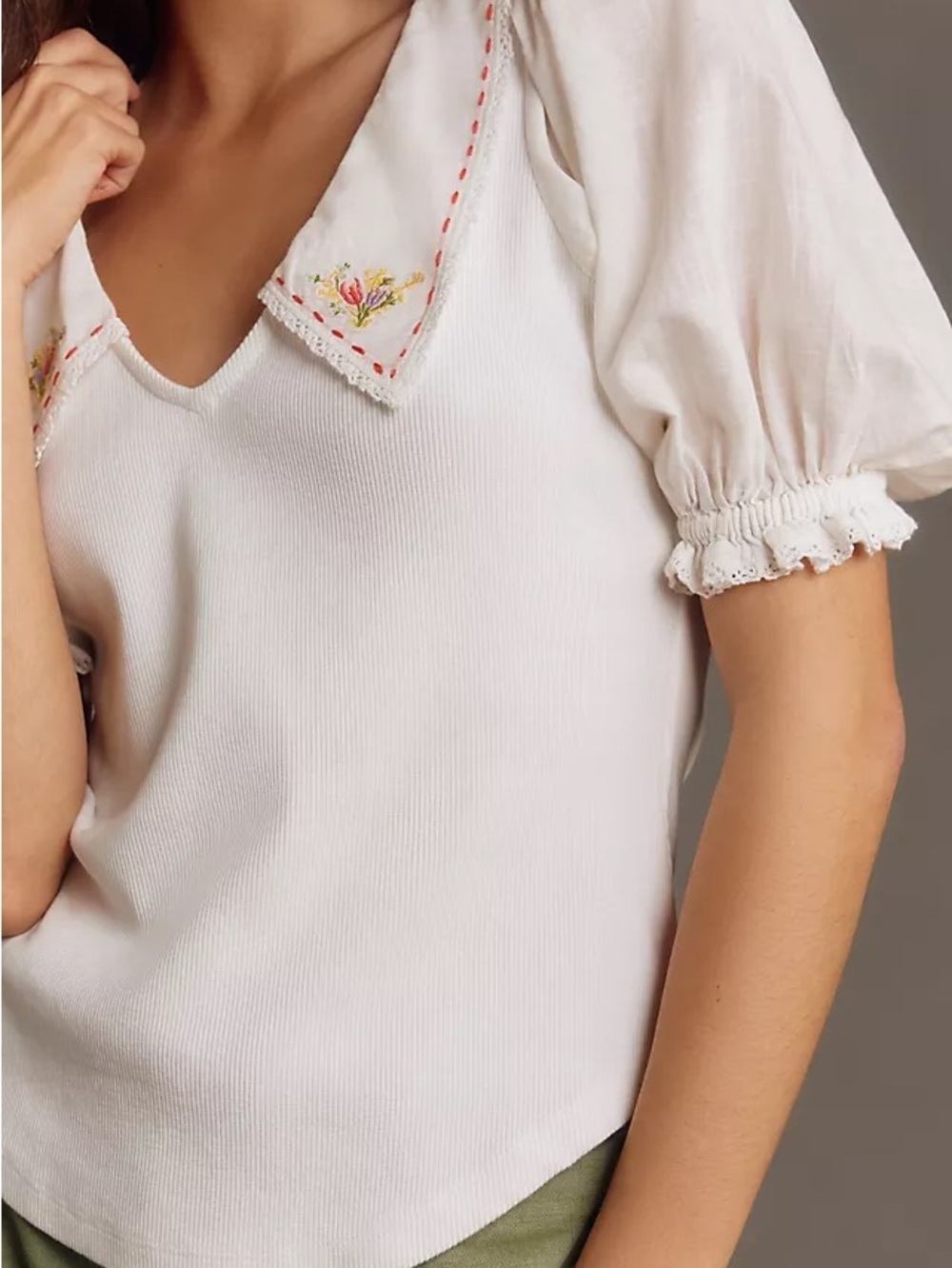 Anthropologie Short-Sleeve Collared Top